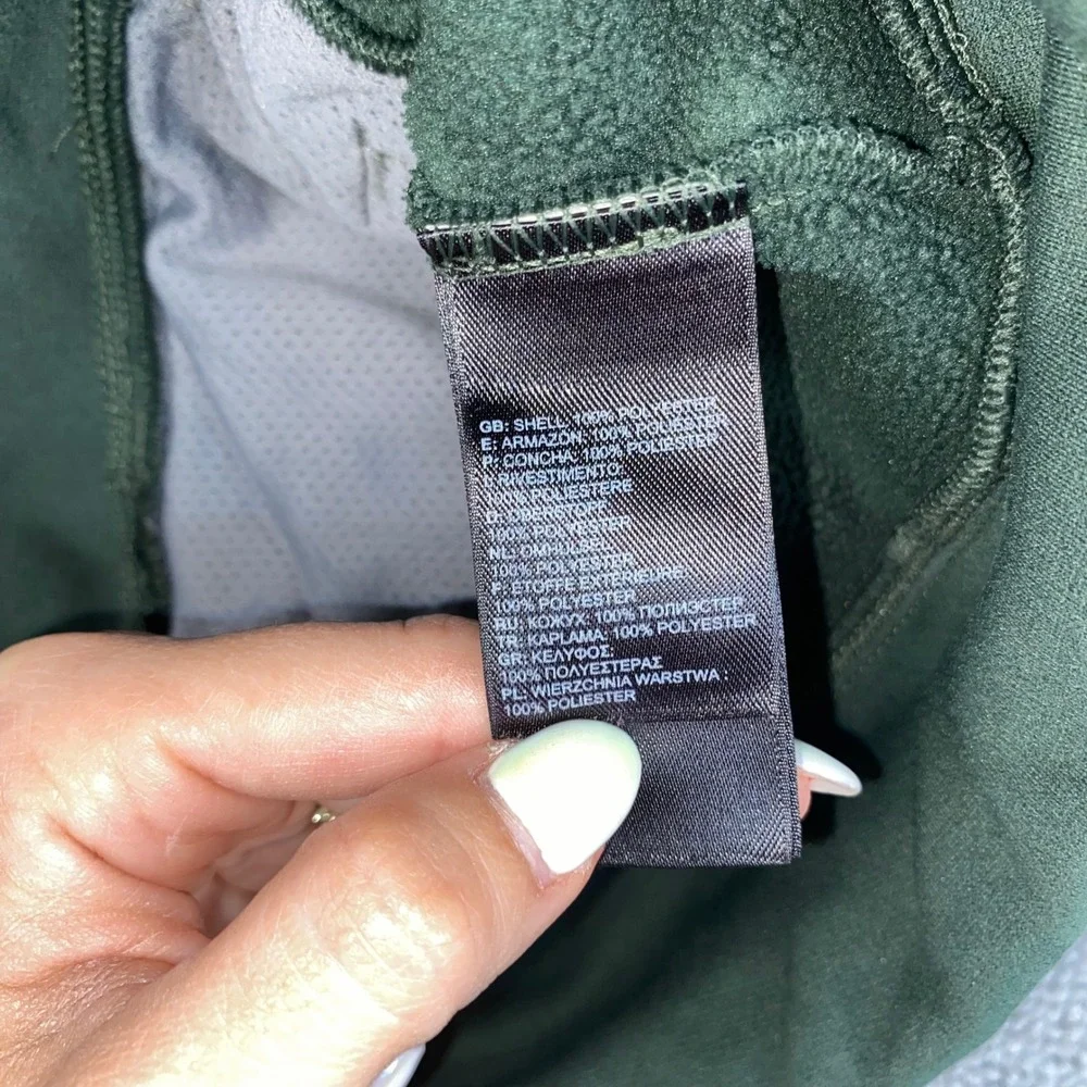 The North Face Full Zip Hoodie Mens Small Green Fleece Lined Athletic Jacket EUC